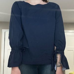 Navy blue 3/4 with tie-sleeve top